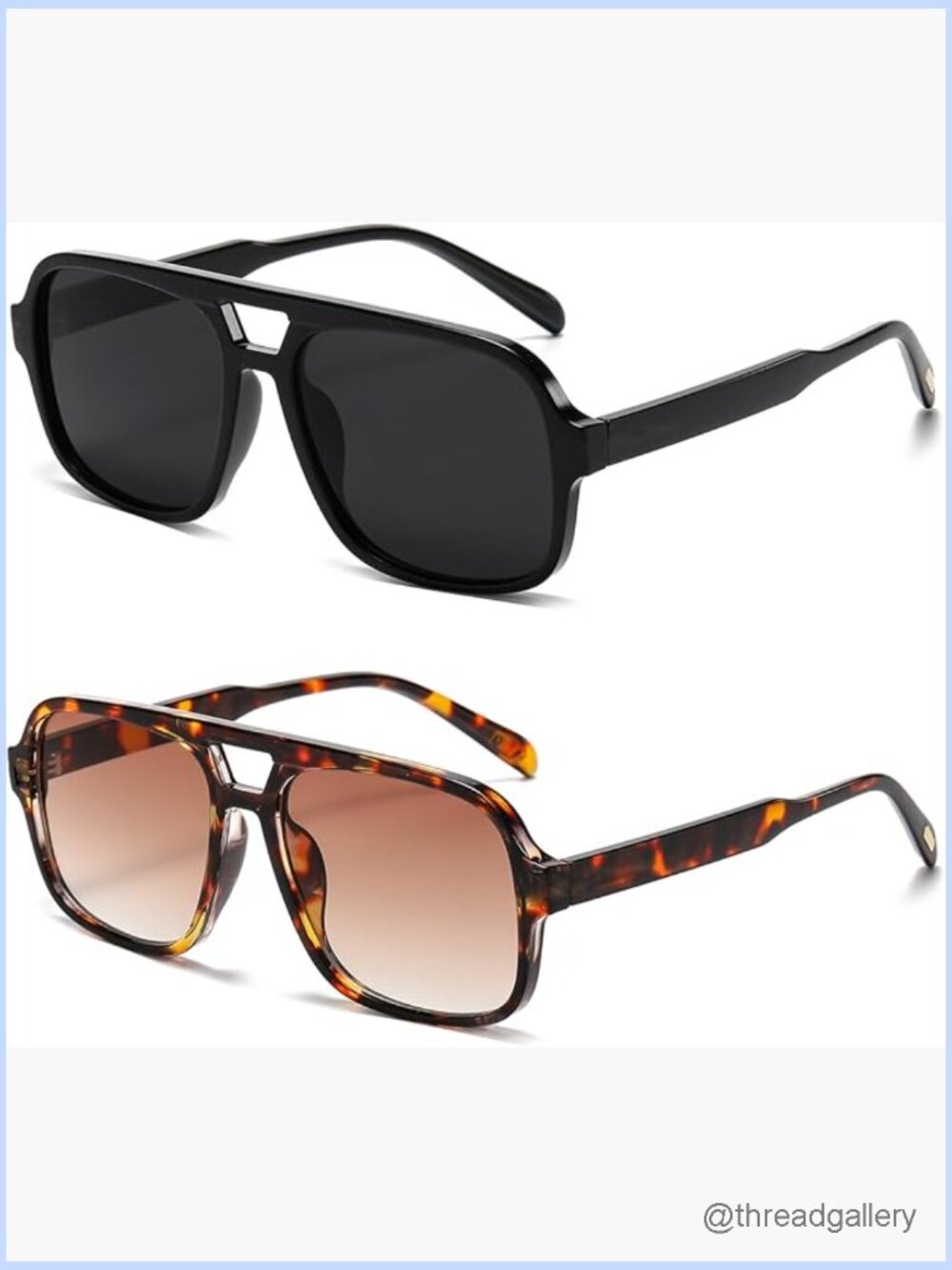 Retro Aviator Sunglasses Oversized Square Shades UV400 Protection Unisex
